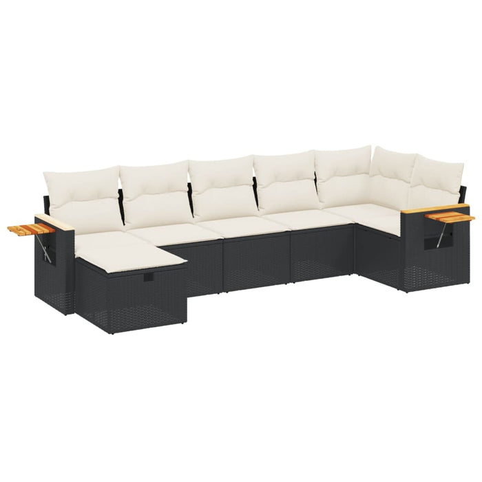 Set canapele de grădină cu perne, 7 piese, negru, poliratan - WALTI WALTI