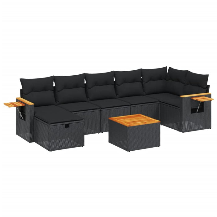 Set mobilier de grădină cu perne, 8 piese, negru, poliratan - WALTI WALTI