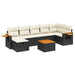Set mobilier de grădină cu perne, 8 piese, negru, poliratan - WALTI WALTI