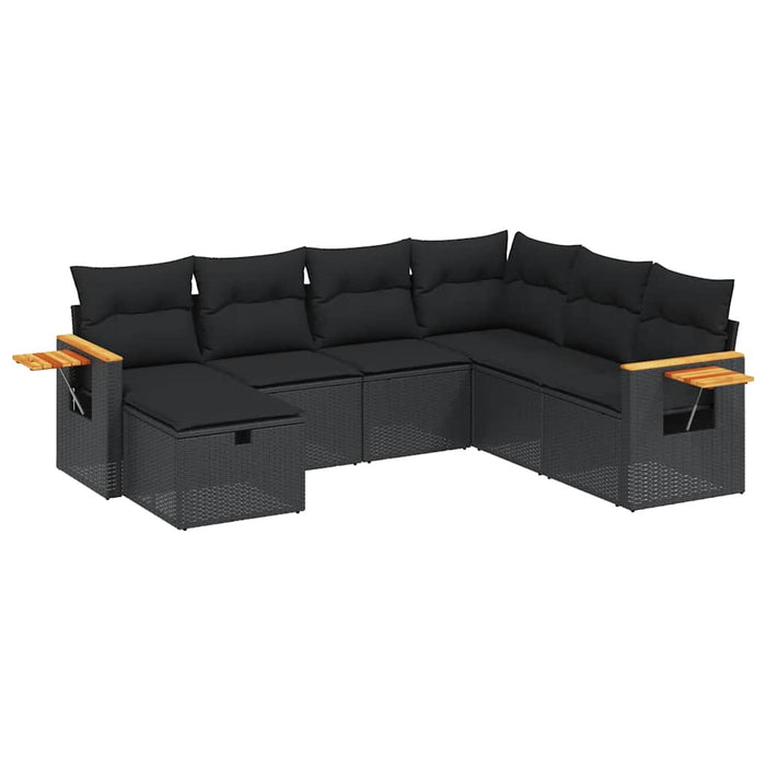 Set canapele de grădină cu perne, 7 piese, negru, poliratan - WALTI WALTI