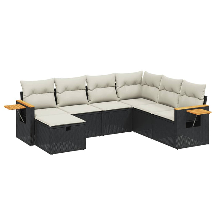 Set canapele de grădină cu perne, 7 piese, negru, poliratan - WALTI WALTI