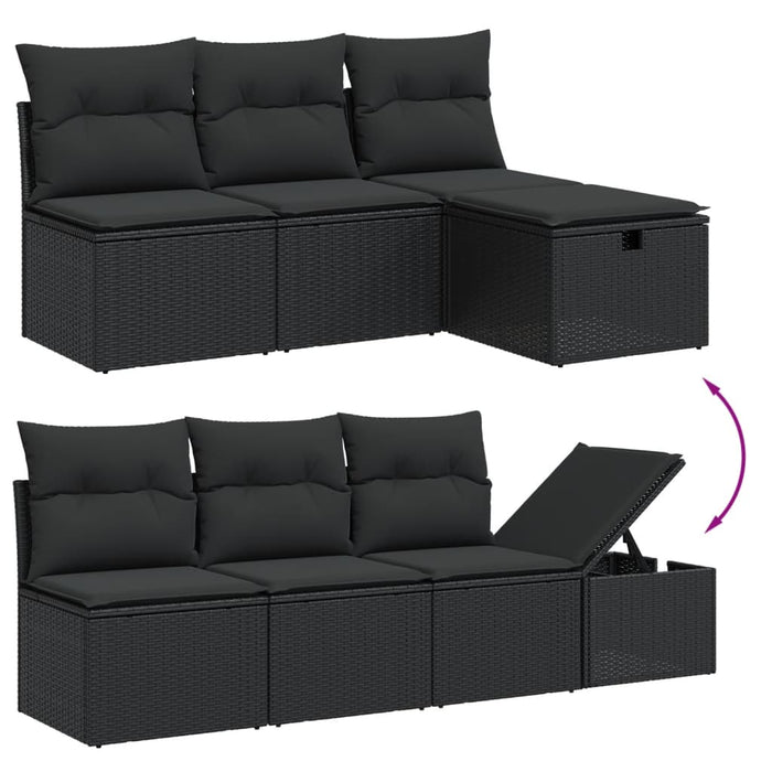 Set mobilier de grădină cu perne, 8 piese, negru, poliratan - WALTI WALTI