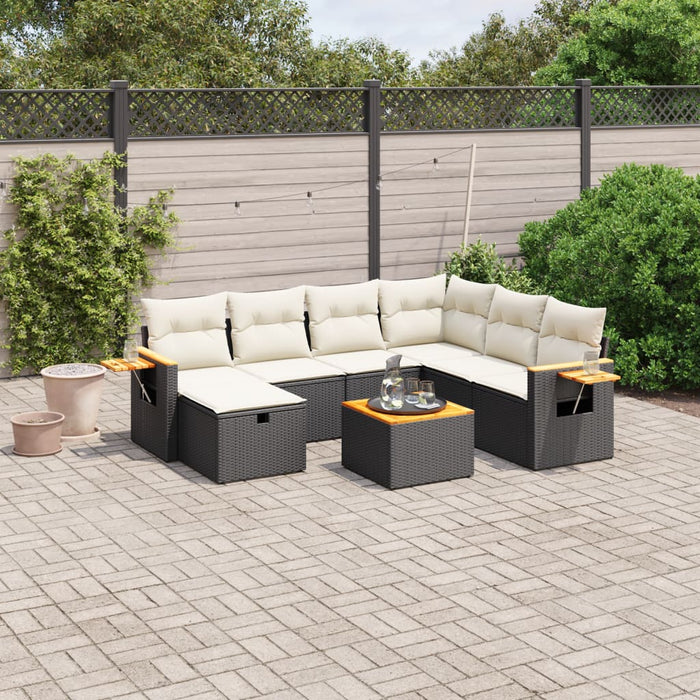 Set mobilier de grădină cu perne, 8 piese, negru, poliratan - WALTI WALTI