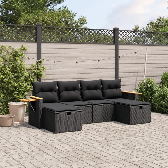 Set mobilier de grădină cu perne, 6 piese, negru, poliratan - WALTI WALTI