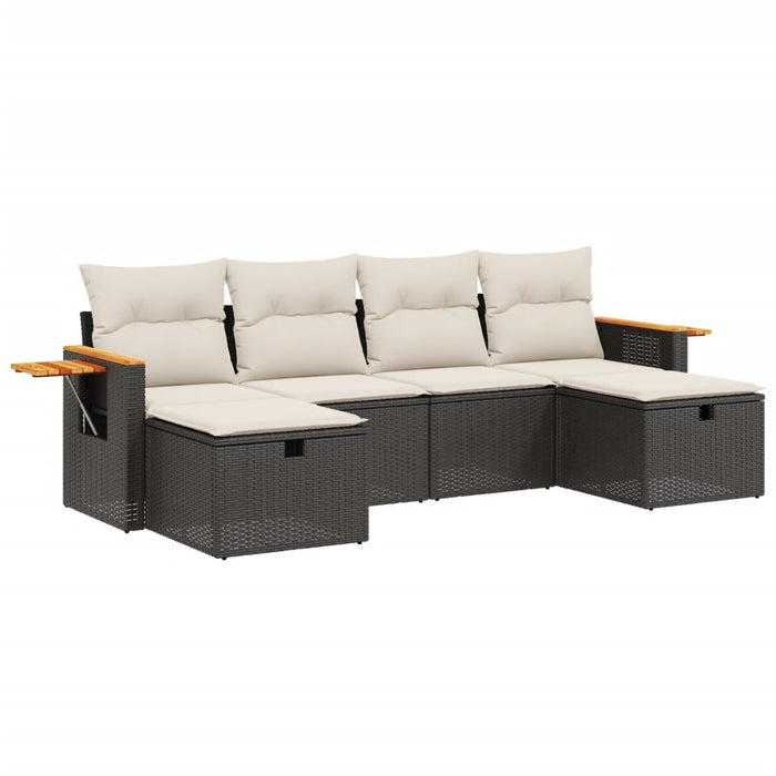 Set mobilier de grădină cu perne, 6 piese, negru, poliratan - WALTI WALTI