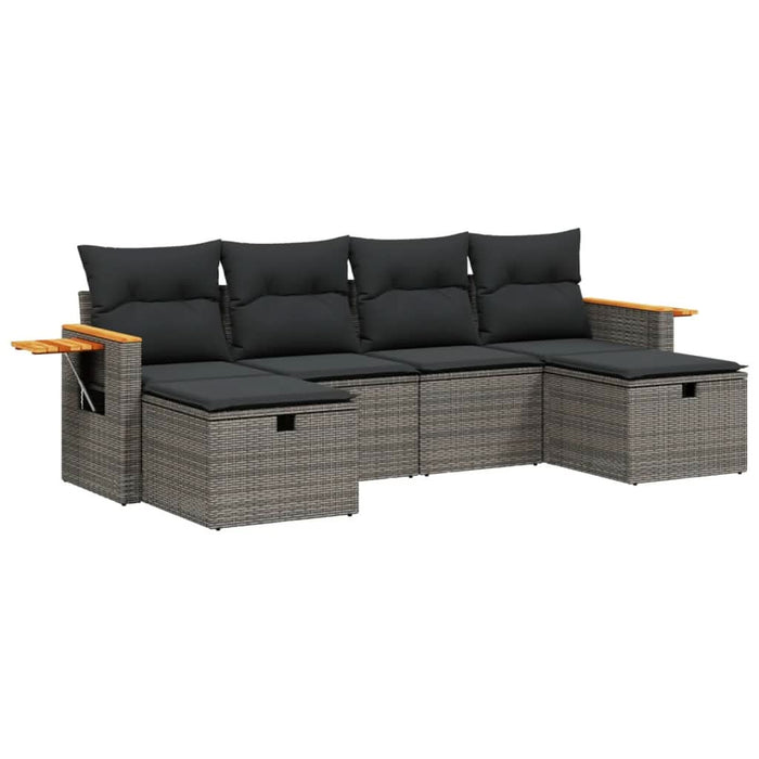 Set mobilier grădină cu perne, 6 piese, gri, poliratan - WALTI WALTI