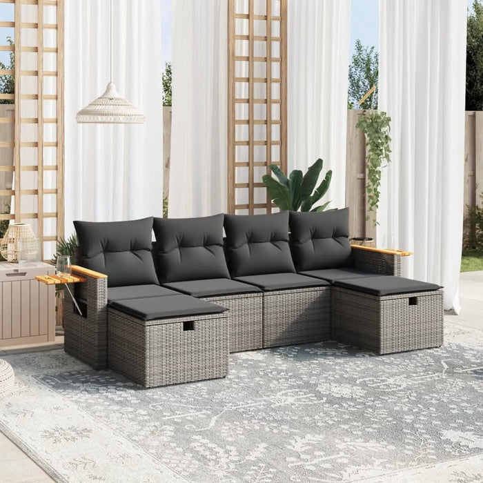 Set mobilier grădină cu perne, 6 piese, gri, poliratan - WALTI WALTI