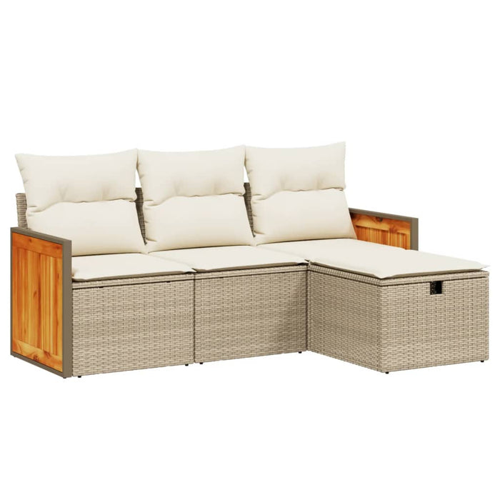 Set canapele de grădină, 4 piese, cu perne, bej, poliratan WALTI