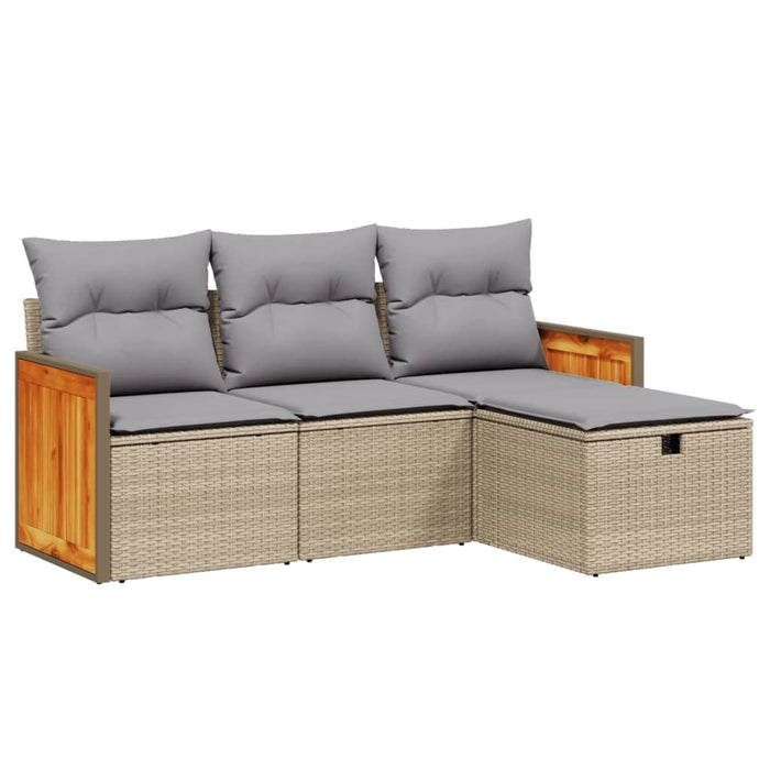 Set canapele de grădină, 4 piese, cu perne, mix bej, poliratan - WALTI WALTI