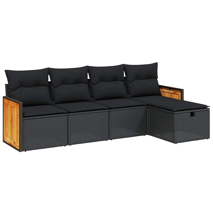 Set mobilier de grădină cu perne, 5 piese, negru, poliratan - WALTI WALTI