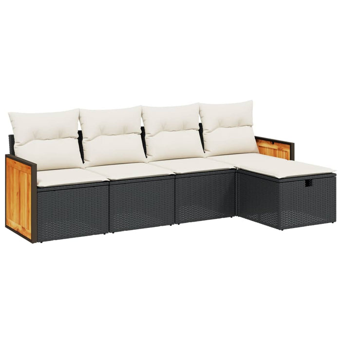Set mobilier de grădină cu perne, 5 piese, negru, poliratan - WALTI WALTI