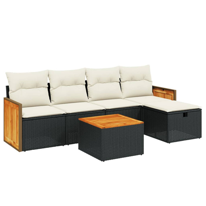 Set mobilier de grădină cu perne, 6 piese, negru, poliratan - WALTI WALTI