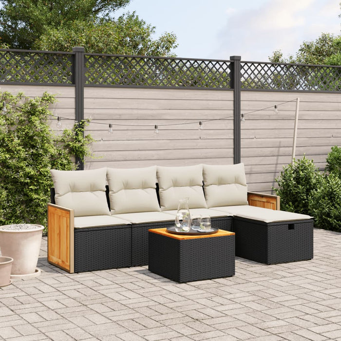 Set mobilier de grădină cu perne, 6 piese, negru, poliratan - WALTI WALTI