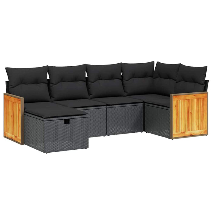 Set mobilier de grădină cu perne, 6 piese, negru, poliratan - WALTI WALTI