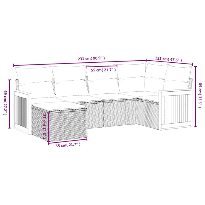 Set mobilier de grădină cu perne, 6 piese, negru, poliratan - WALTI WALTI