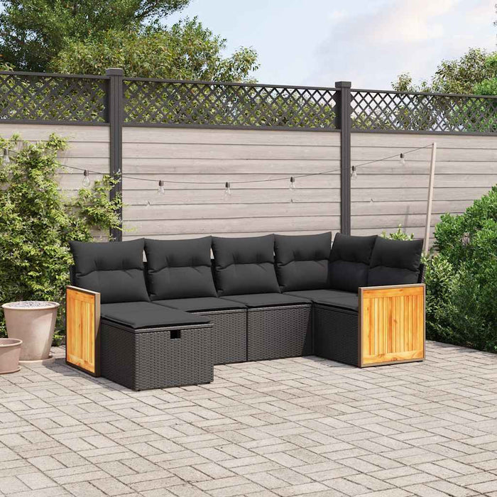 Set mobilier de grădină cu perne, 6 piese, negru, poliratan - WALTI WALTI