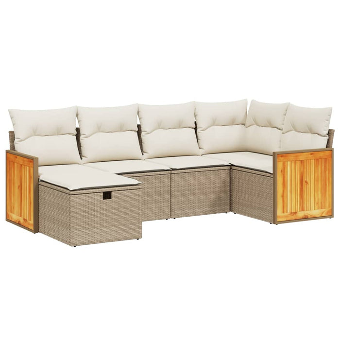 Set canapele de grădină cu perne, 6 piese, bej, poliratan WALTI