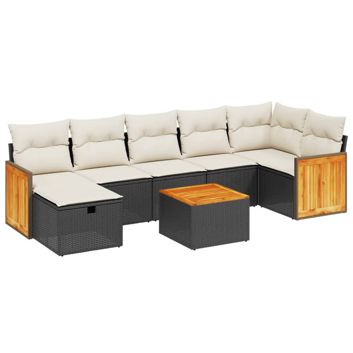 Set mobilier de grădină cu perne, 8 piese, negru, poliratan - WALTI WALTI
