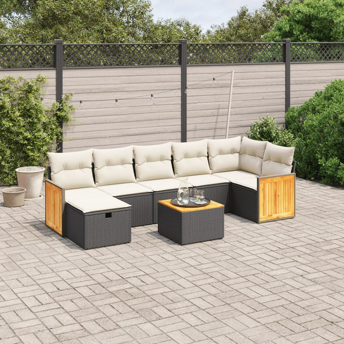 Set mobilier de grădină cu perne, 8 piese, negru, poliratan - WALTI WALTI