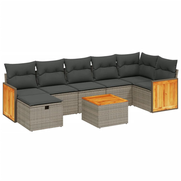 Set canapele de grădină cu perne, 8 piese, gri, poliratan WALTI