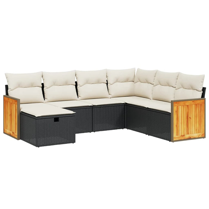 Set canapele de grădină cu perne, 7 piese, negru, poliratan - WALTI WALTI