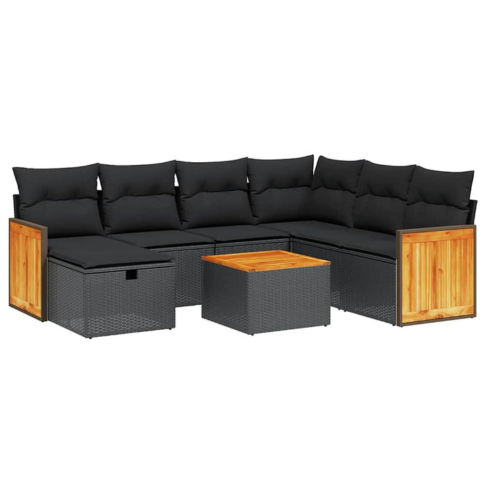 Set mobilier de grădină cu perne, 8 piese, negru, poliratan - WALTI WALTI