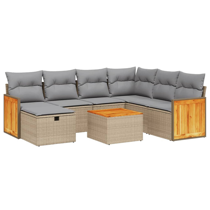 Set canapele de grădină, 8 piese, cu perne, bej, poliratan WALTI