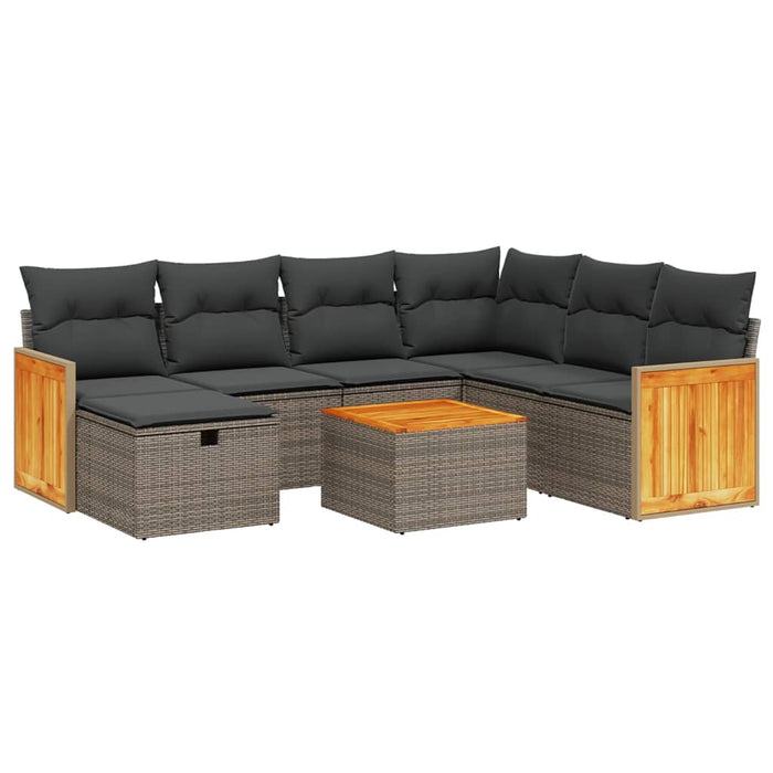 Set canapele de grădină cu perne, 8 piese, gri, poliratan WALTI