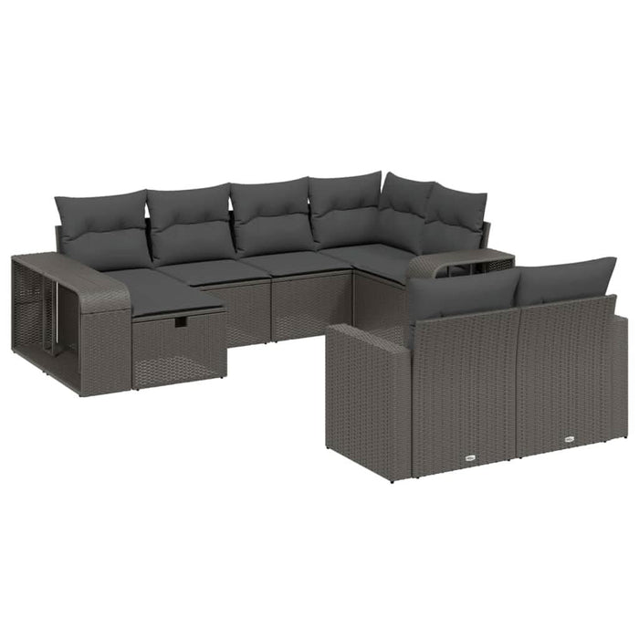 Set canapele de grădină cu perne, 10 piese, negru, poliratan - WALTI WALTI