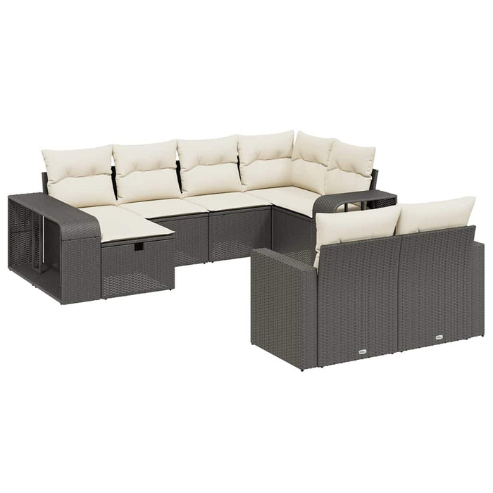 Set canapele de grădină cu perne, 10 piese, negru, poliratan WALTI