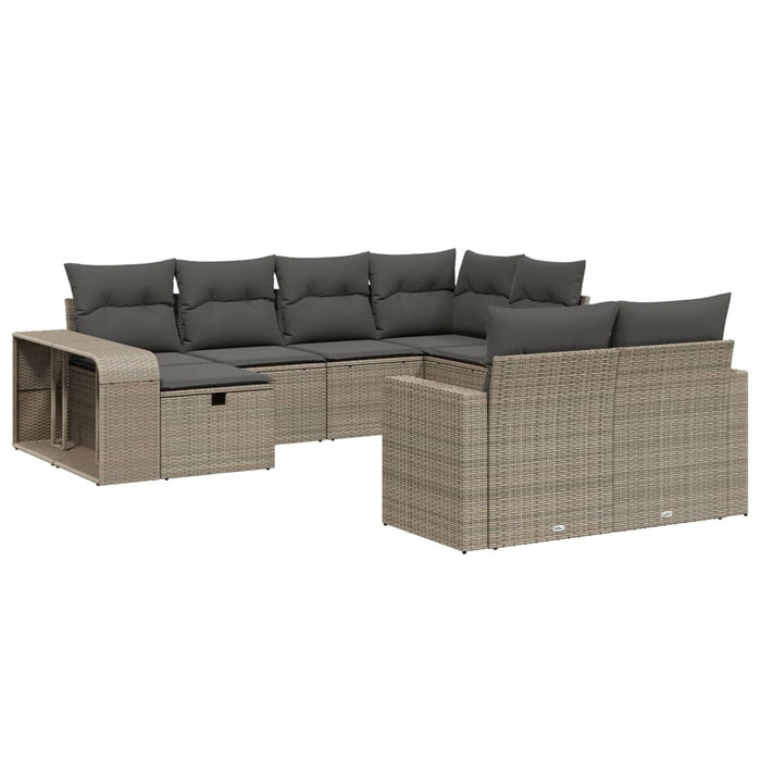 Set canapele de grădină cu perne 10 piese gri deschis poliratan WALTI