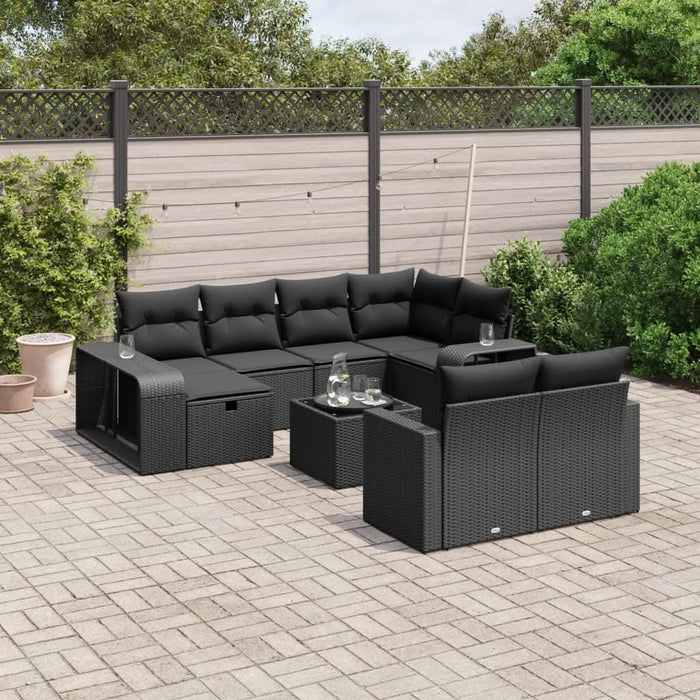 Set canapele de grădină cu perne, 11 piese, negru, poliratan - WALTI WALTI