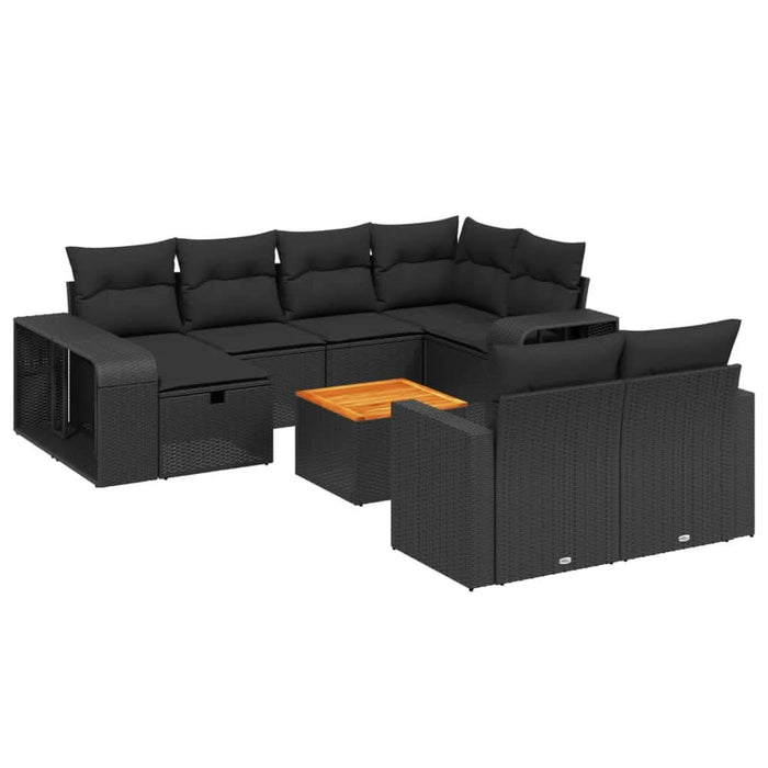 Set canapele de grădină cu perne, 11 piese, negru, poliratan - WALTI WALTI