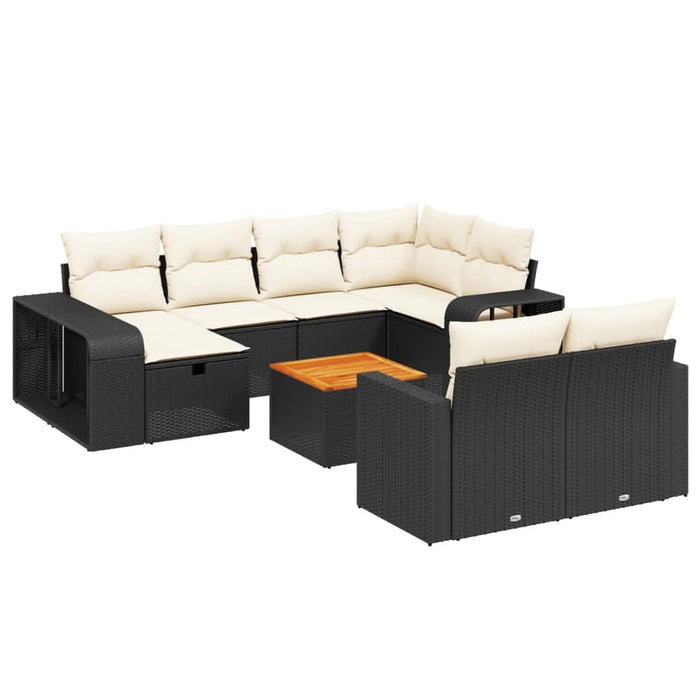 Set canapele de grădină cu perne, 11 piese, negru, poliratan - WALTI WALTI