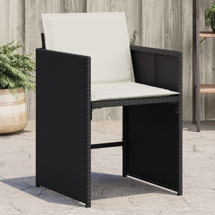 Scaune de grădină cu perne, 4 buc., negru, poliratan - WALTI WALTI