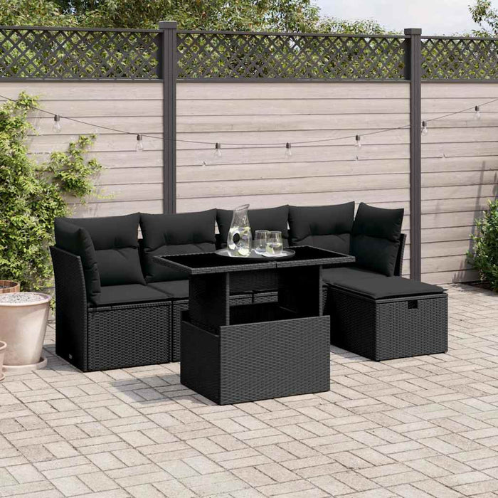 Set mobilier de grădină cu perne, 6 piese, negru, poliratan - WALTI WALTI