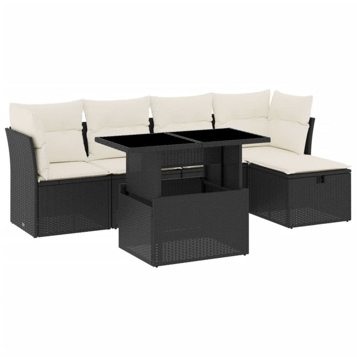 Set mobilier de grădină cu perne, 6 piese, negru, poliratan - WALTI WALTI