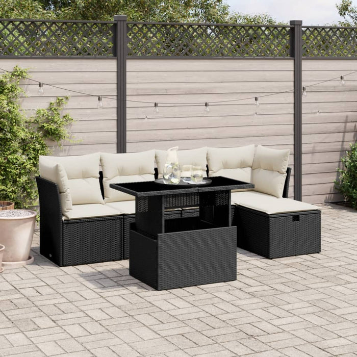Set mobilier de grădină cu perne, 6 piese, negru, poliratan - WALTI WALTI
