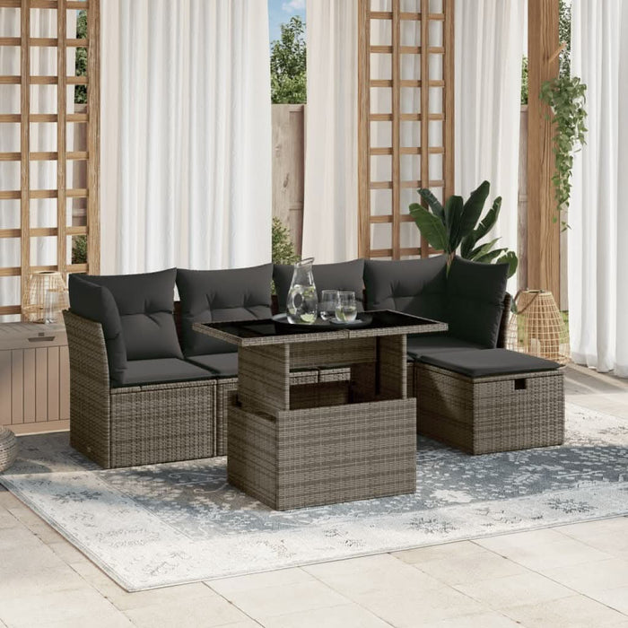 Set mobilier grădină cu perne, 6 piese, gri, poliratan - WALTI WALTI