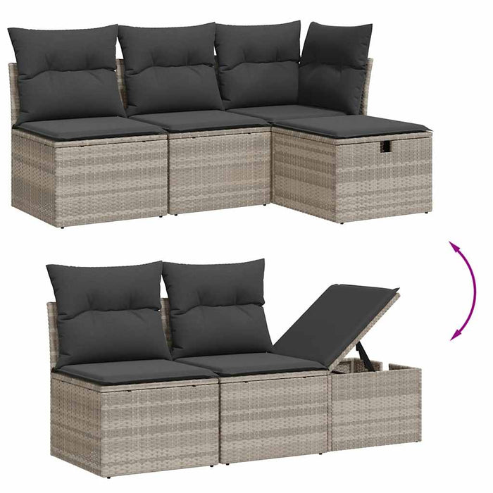 Set canapele de grădină cu perne, 6 piese gri deschis poliratan WALTI