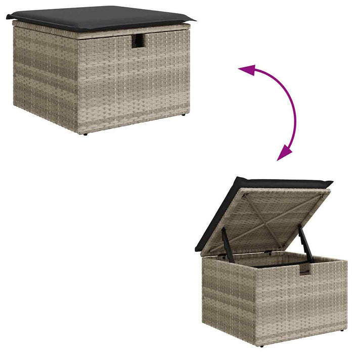 Set canapele de grădină cu perne, 6 piese gri deschis poliratan WALTI