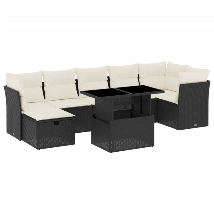 Set mobilier de grădină cu perne, 8 piese, negru, poliratan - WALTI WALTI