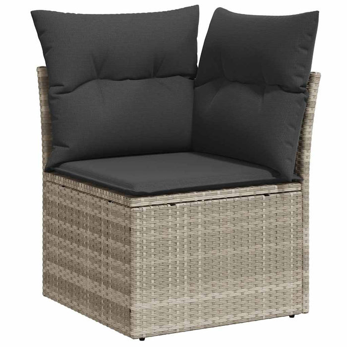 Set canapele de grădină cu perne, 9 piese gri deschis poliratan WALTI