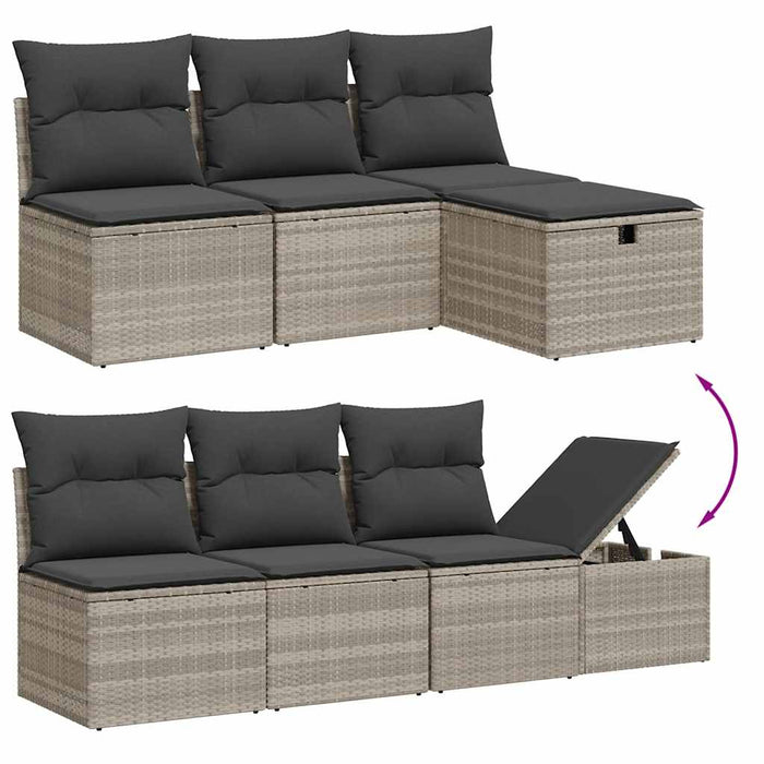 Set canapele de grădină cu perne, 9 piese gri deschis poliratan WALTI