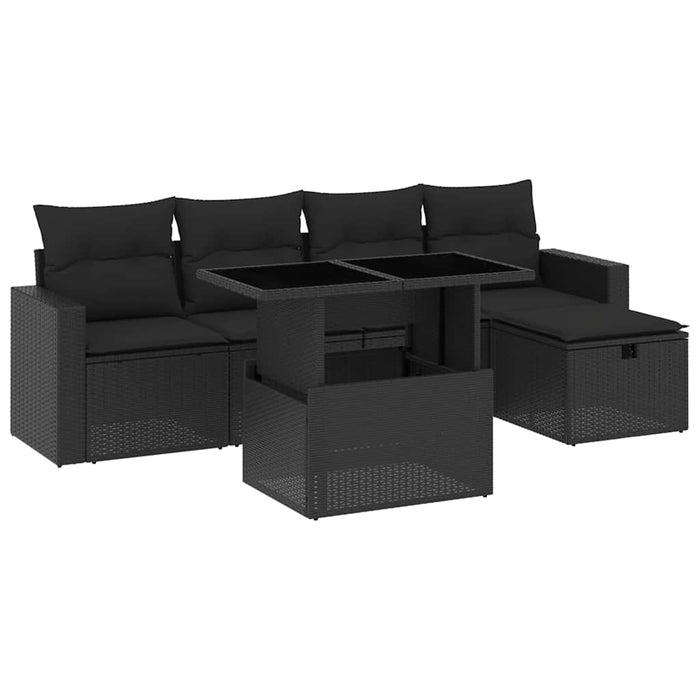 Set mobilier de grădină cu perne, 6 piese, negru, poliratan - WALTI WALTI