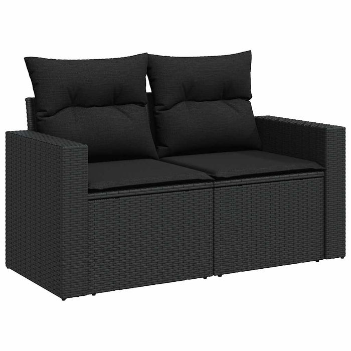 Set mobilier de grădină cu perne, 6 piese, negru, poliratan - WALTI WALTI