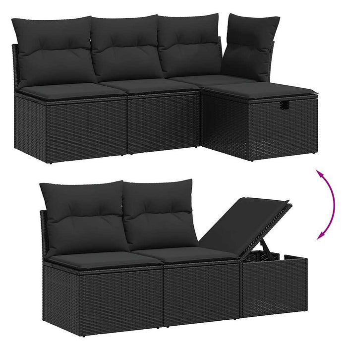 Set mobilier de grădină cu perne, 6 piese, negru, poliratan - WALTI WALTI