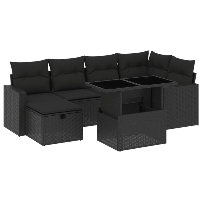 Set canapele de grădină cu perne, 7 piese, negru, poliratan - WALTI WALTI