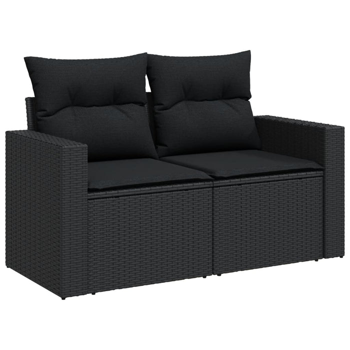 Set canapele de grădină cu perne, 7 piese, negru, poliratan - WALTI WALTI