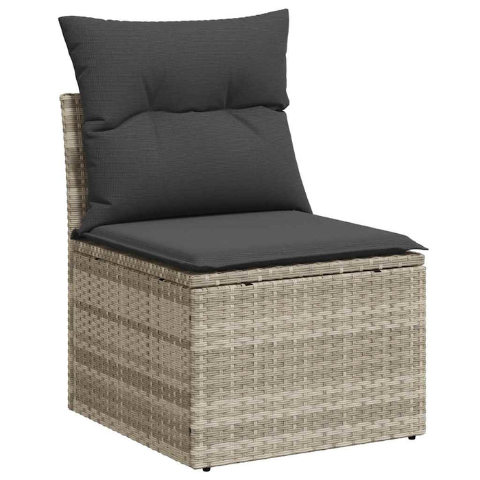 Set mobilier de grădină cu perne, 8 piese gri deschis poliratan - WALTI WALTI